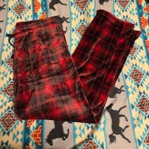 The American Outdoorsman Red and Black Plaid Fleece Pajama Pants
